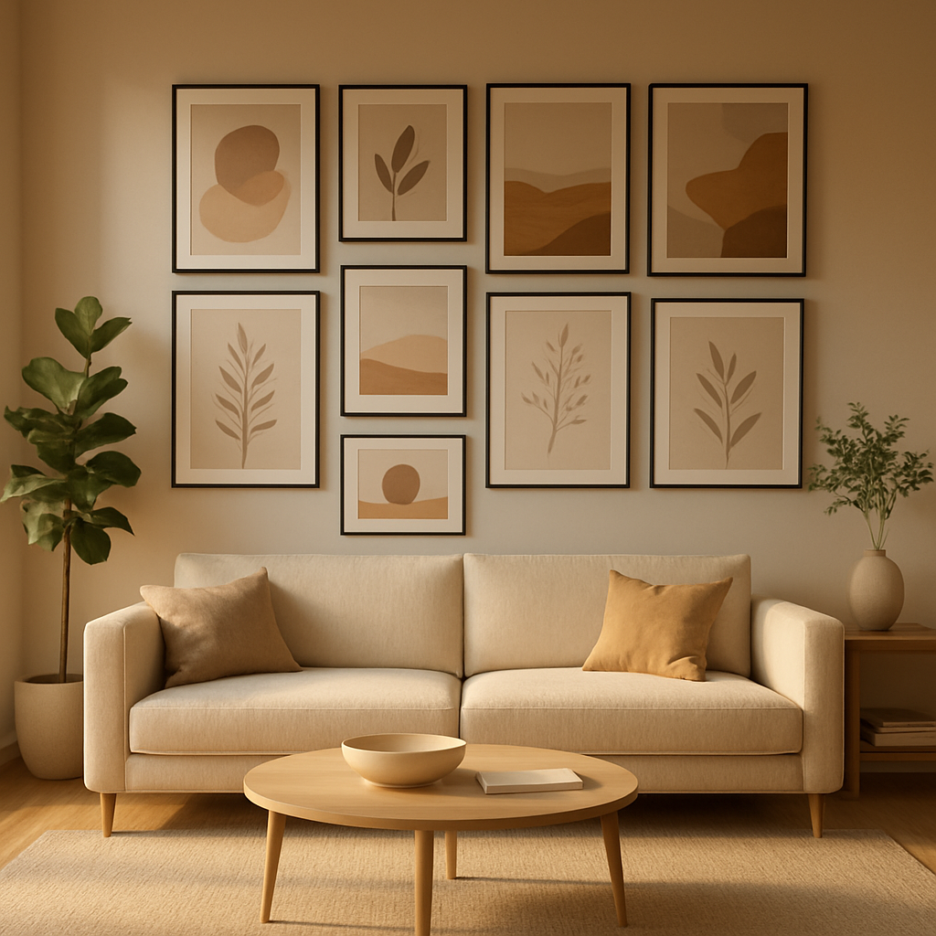 Ambiente residencial decorado com quadros personalizados Creative Quadros